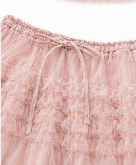 Pink Camelia Ruffle Skirt