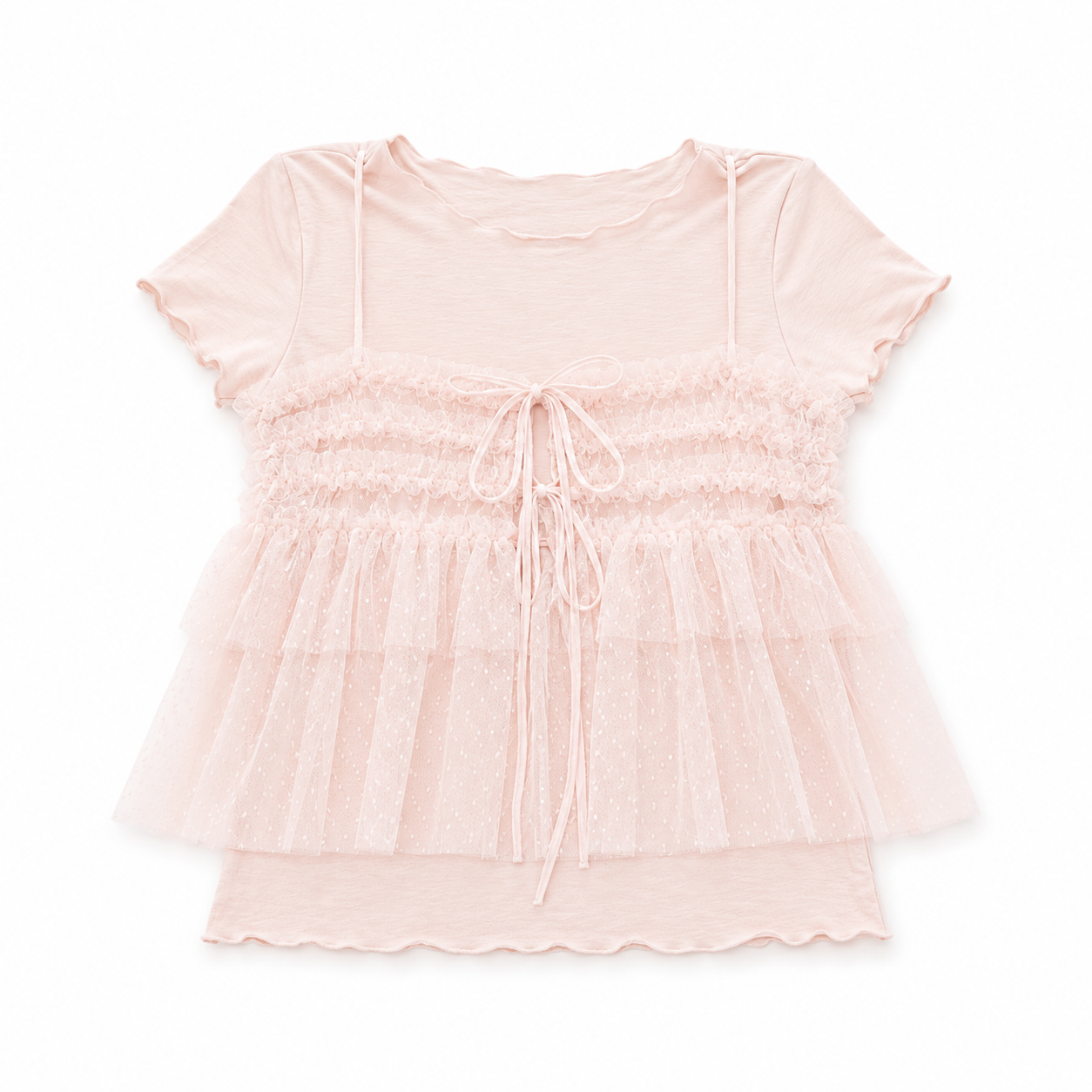 Pink Rosette Layered Top Set