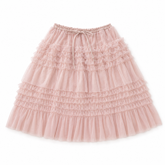 Pink Camelia Ruffle Skirt