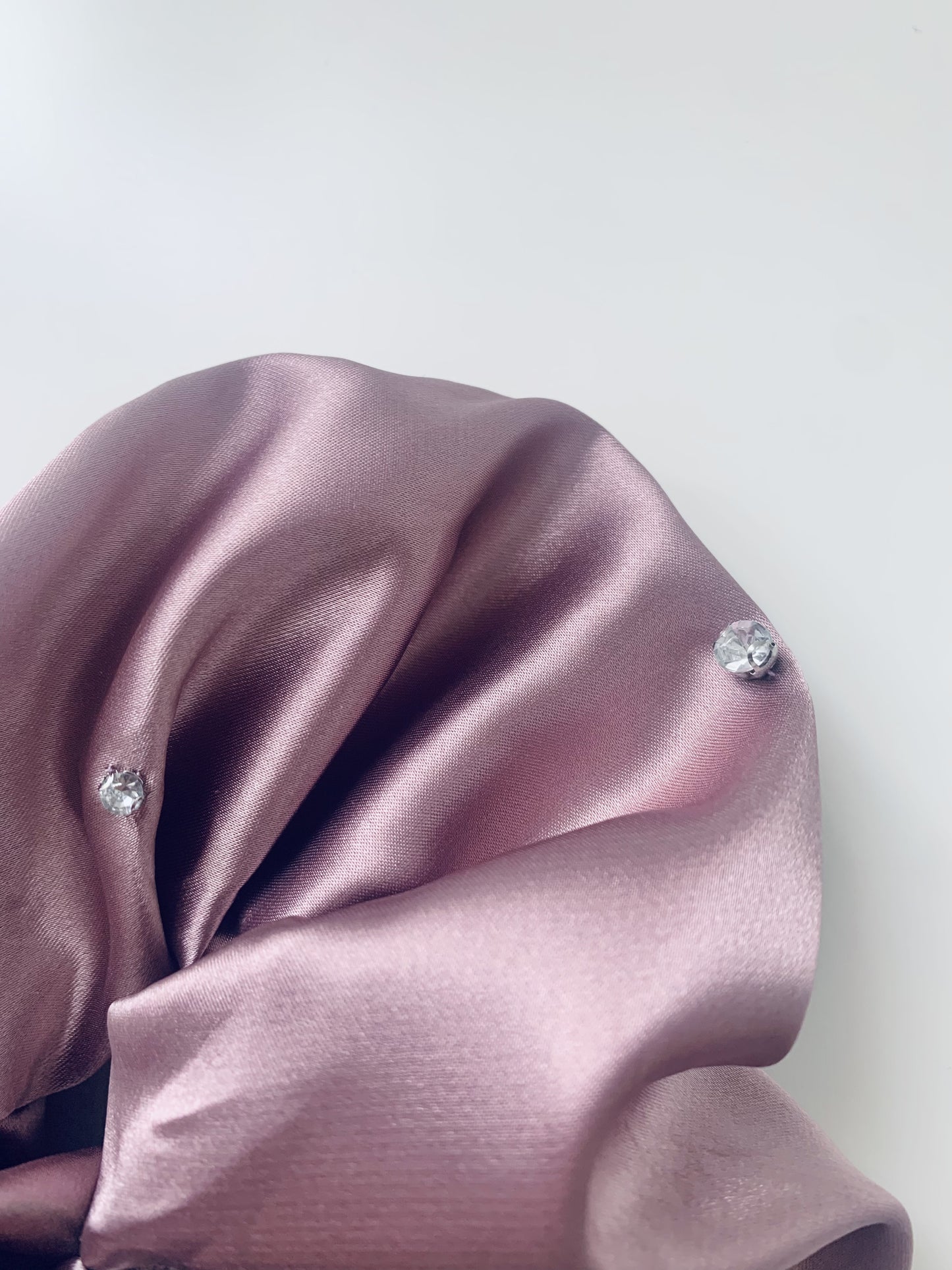 Purple Satin Rhinestone Scrunchie