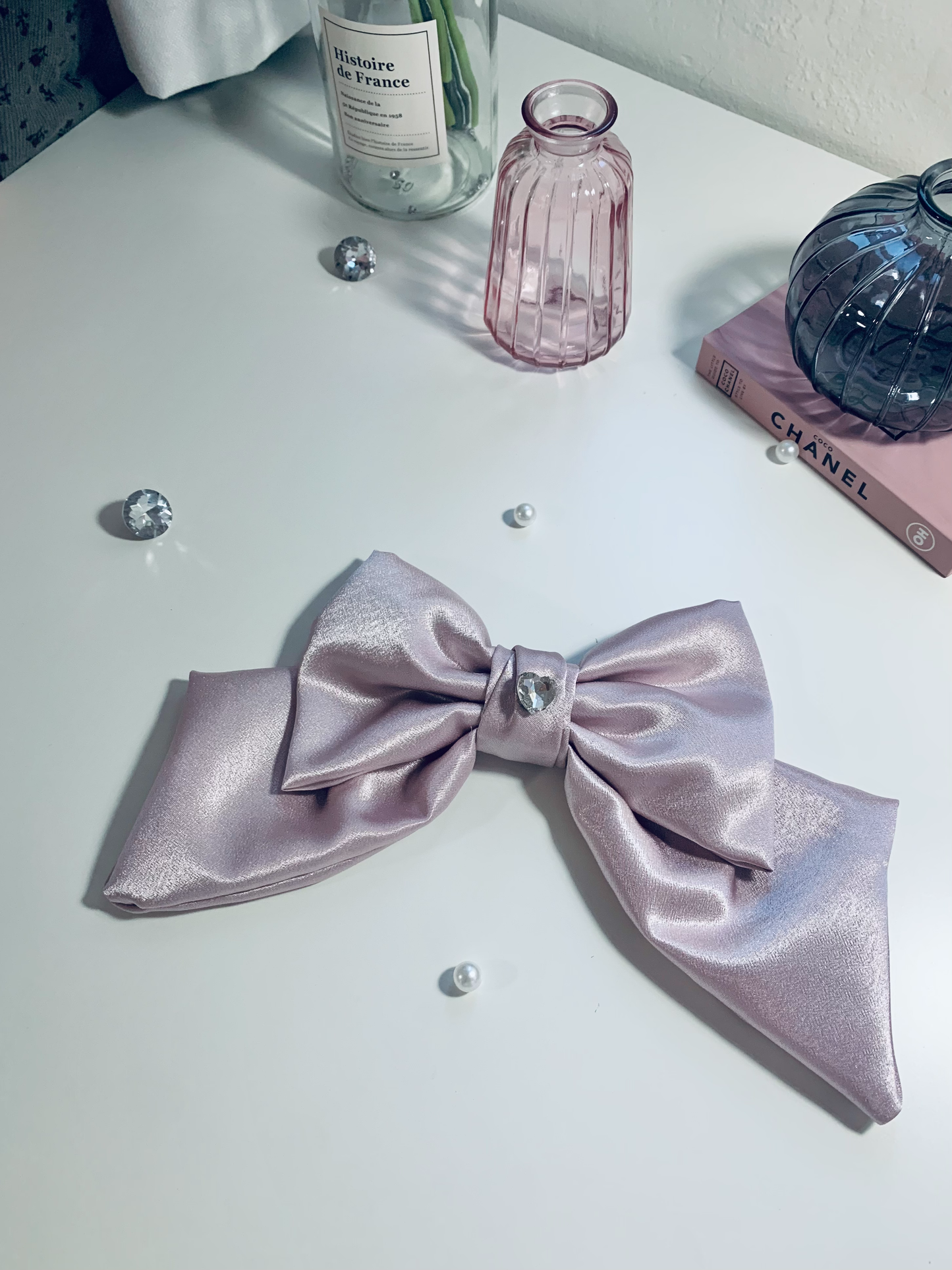 Dream Hearts Pink Heart Hair Bow Barrette Clip
